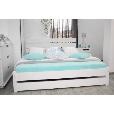 Łóżko z drewna białe KARMEN 140X200 + STELAŻ wysokie