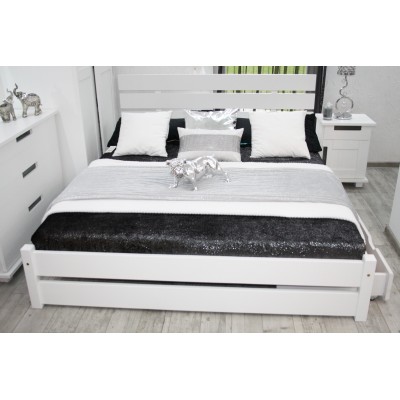 Łóżko z drewna białe KARMEN 140X200 + STELAŻ wysokie