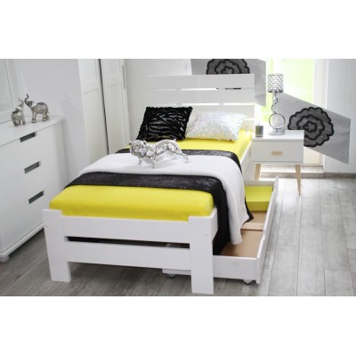 Łóżko z drewna białe PARYS 100X200 + STELAŻ wysokie