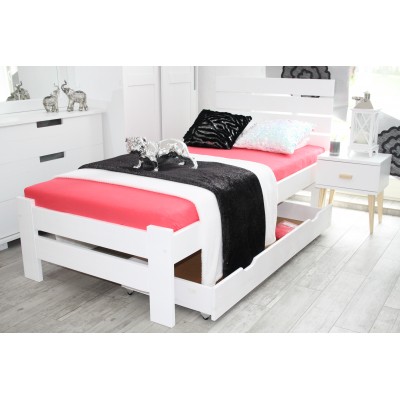 Łóżko drewniane białe PARYS 120X200 + STELAŻ wysokie