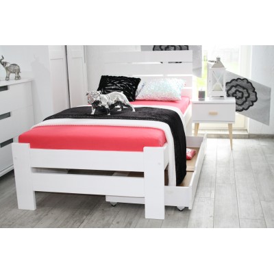 Łóżko drewniane białe PARYS 160X200 + STELAŻ wysokie