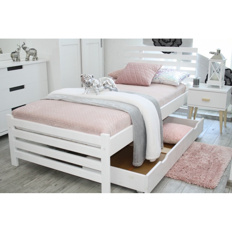 Łóżko drewniane białe BRITA 120X200 + STELAŻ