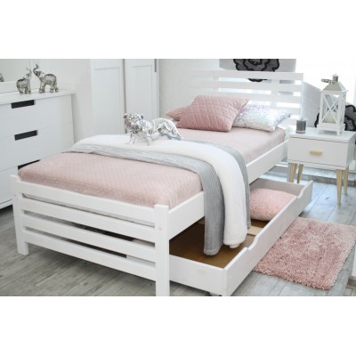Łóżko drewniane białe BRITA 140X200 + STELAŻ