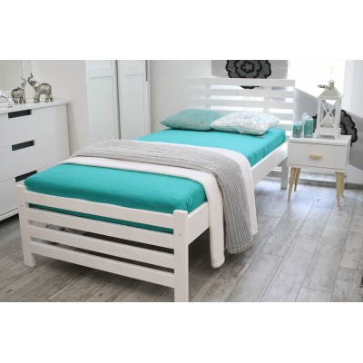 Łóżko drewniane białe BRITA 140X200 + STELAŻ