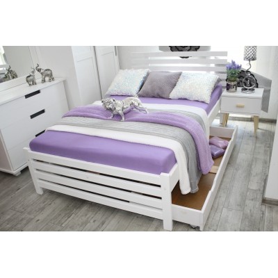 Łóżko drewniane białe BRITA 180X200 + STELAŻ + MATERAC SPRĘŻYNOWY