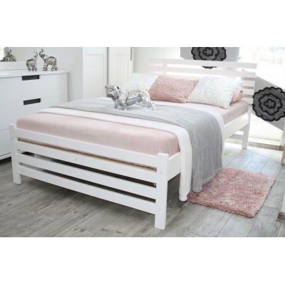 Łóżko drewniane białe BRITA 180X200 + STELAŻ + MATERAC SPRĘŻYNOWY