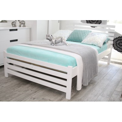 Łóżko drewniane białe BRITA 120X200 + STELAŻ + MATERAC SPRĘŻYNOWY