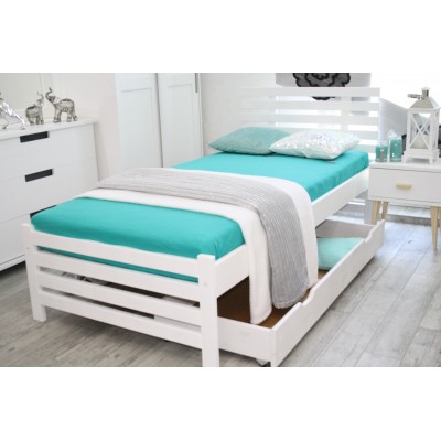 Łóżko drewniane białe BRITA 90X200 + STELAŻ + MATERAC SPRĘŻYNOWY