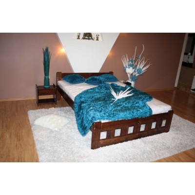 Łóżko drewniane, sosnowe NIKOLA 140x200 ORZECH