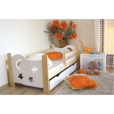 Łóżko drewniane dla dziecka SEWERYN 70x160 biało-sosnowe