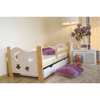 Łóżko dla dziecka drewniane SEWERYN 70x160 biało-sosnowe