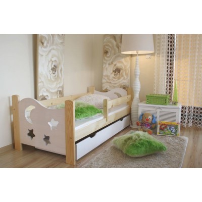 Łóżko dla dziecka drewniane SEWERYN 70x160 biało-sosnowe