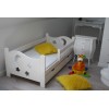 powrót Łóżko, łóżeczko dla dziecka, drewniane SEWERYN 80x160 kolor BIAŁE + MATERAC kokos-pianka-gryka + szuflada