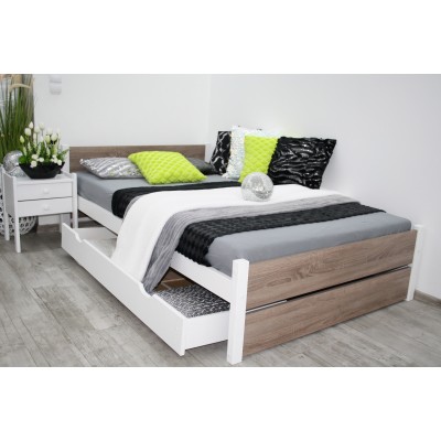 Łóżko drewniane BELLA dąb truflowy 160x200 STELAŻ