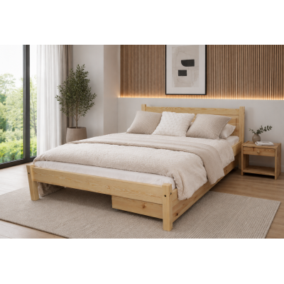 ŁÓŻKO DREWNIANE SOSNOWE KALA 140X200 + STELAŻ producent MAXI-DREW