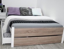 Łóżka z litego drewna ze stelażem, białe, designerskie, na zamówienie - Maxi-Drew